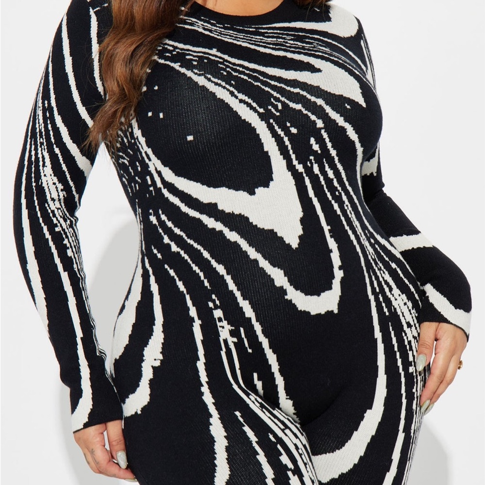 Fashion Nova Black darkest secret sweater jumpsuit